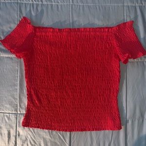 Dashing Off the Shoulder Top in Red Orange